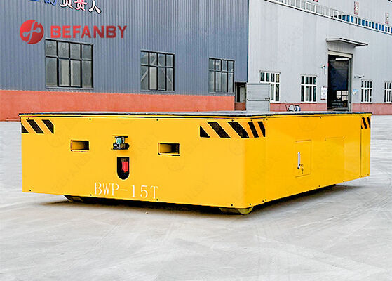 Endüstriyel kullanım için PU tekerlekleri ve uzaktan kumanda ile 15T yük kapasitesi trackless transfer arabası